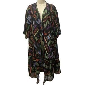 LuLaRoe Shirley Large Sheer Kimono Duster Abstract Geometric Swim Cover Up